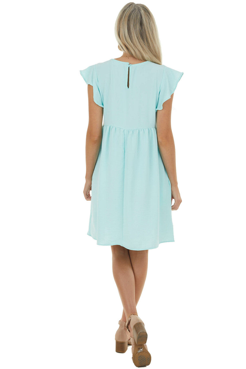 Mint Flutter Sleeve Babydoll Short Dress – Lime Lush